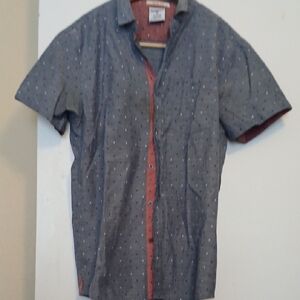 Blue Gear Slim Fit Polka Dot Button Up Shirt Mens XL